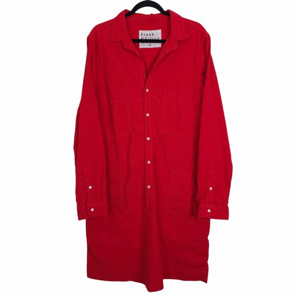 Frank & Eileen Southern Ireland Utility Dress Double Decker Red Linen Size XL - Picture 3 of 10